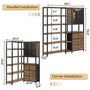 Sikaic Bookshelf 6 Tier Industrial Convertible L Shaped Corner Bookshelf with 6 Fabric Drawers Rustic Brown Brown / Engineered Wood / Modern
