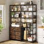 Sikaic Bookshelf 7-Tier Industrial Convertible Bookshelf with 6 Fabric Drawers Rustic Brown Brown / Industrial / Engineered Wood