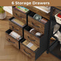 Sikaic Bookshelf 7-Tier Industrial Convertible Bookshelf with 6 Fabric Drawers Rustic Brown Brown / Industrial / Engineered Wood