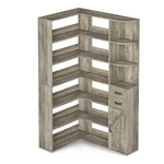 Sikaic Bookshelf 71 Inches L-Shaped 7-Shelf Farmhouse Corner Bookshelf Grey Grey / Engineered Wood / Modern