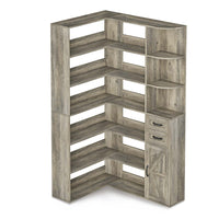 Sikaic Bookshelf 71 Inches L-Shaped 7-Shelf Farmhouse Corner Bookshelf Grey Grey / Engineered Wood / Modern
