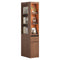 Sikaic Bookshelf Sikaic 12-Inch Narrow Bookshelf with LED Display Shelf and Closed Storage Walnut