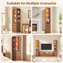 Sikaic Bookshelf Sikaic 12-Inch Narrow Bookshelf with LED Display Shelf and Closed Storage Walnut