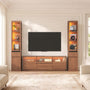 Sikaic Bookshelf Sikaic 12-Inch Narrow Bookshelf with LED Display Shelf and Closed Storage Walnut