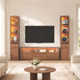 Sikaic Bookshelf Sikaic 12-Inch Narrow Bookshelf with LED Display Shelf and Closed Storage Walnut