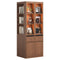 Sikaic Bookshelf Sikaic 12-Inch Narrow Bookshelf with LED Display Shelf and Closed Storage Walnut