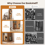Sikaic Bookshelf Sikaic 360° Rotating Bookshelf with Hidden Desk Walnut color Walnut color / Engineered Wood / Mid-Century Modern