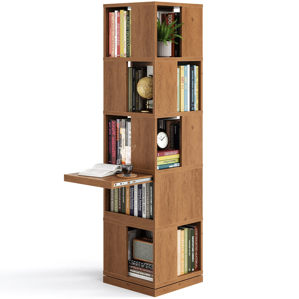 Sikaic Bookshelf Sikaic 360° Rotating Bookshelf with Hidden Desk Walnut color Walnut color / Engineered Wood / Mid-Century Modern