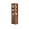 Sikaic Bookshelf Sikaic 12-Inch Narrow Bookshelf with LED Display Shelf and Closed Storage Walnut Walnut / Engineered Wood / Modern