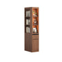 Sikaic Bookshelf Sikaic 12-Inch Narrow Bookshelf with LED Display Shelf and Closed Storage Walnut Walnut / Engineered Wood / Modern
