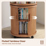Sikaic Bookshelf Sikaic 6-Tier 360° Rotating Bookshelf with Fluted Storage Cabinet Walnut Walnut / Engineered Wood & Solid Wood / Modern
