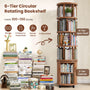 Sikaic Bookshelf Sikaic 6-Tier 360° Rotating Bookshelf with Fluted Storage Cabinet Walnut Walnut / Engineered Wood & Solid Wood / Modern