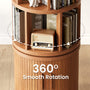 Sikaic Bookshelf Sikaic 6-Tier 360° Rotating Bookshelf with Fluted Storage Cabinet Walnut Walnut / Engineered Wood & Solid Wood / Modern