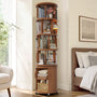 Sikaic Bookshelf Sikaic 6-Tier 360° Rotating Bookshelf with Fluted Storage Cabinet Walnut Walnut / Engineered Wood & Solid Wood / Modern