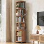 Sikaic Bookshelf Sikaic 6-Tier 360° Rotating Bookshelf with Fluted Storage Cabinet Walnut Walnut / Engineered Wood & Solid Wood / Modern
