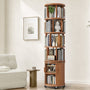Sikaic Bookshelf Sikaic 6-Tier 360° Rotating Bookshelf with Fluted Storage Cabinet Walnut Walnut / Engineered Wood & Solid Wood / Modern