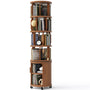 Sikaic Bookshelf Sikaic 6-Tier 360° Rotating Bookshelf with Fluted Storage Cabinet Walnut Walnut / Engineered Wood & Solid Wood / Modern