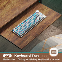 Sikaic L Shaped Reversible LED Gaming Desk with Power Outlets Strip Monitor Shelf Keyboard Tray Pegboard and Storage Shelves Brown