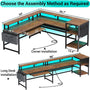 Sikaic L Shaped Reversible LED Gaming Desk with Power Outlets Strip Monitor Shelf Keyboard Tray Pegboard and Storage Shelves Brown