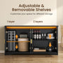 Sikaic Buffet Cabinet 60 Inch Sideboard Buffet Cabinet with Storage Power Black Black / Engineered Wood / Modern