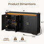 Sikaic Buffet Cabinet 60 Inch Sideboard Buffet Cabinet with Storage Power Black Black / Engineered Wood / Modern