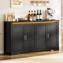 Sikaic Buffet Cabinet 60 Inch Sideboard Buffet Cabinet with Storage Power Black Black / Engineered Wood / Modern