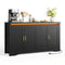 Sikaic Buffet Cabinet 60 Inch Sideboard Buffet Cabinet with Storage Power Black Black / Engineered Wood / Modern