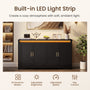 Sikaic Buffet Cabinet 60 Inch Sideboard Buffet Cabinet with Storage Power Black Black / Engineered Wood / Modern