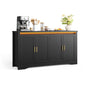Sikaic Buffet Cabinet 60 Inch Sideboard Buffet Cabinet with Storage Power Black Black / Engineered Wood / Modern