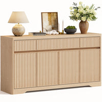 Sikaic Buffet Cabinet 57 Inch Fluted Buffet Cabinet with Storage Natural Oak Natural / Engineered Wood / Modern