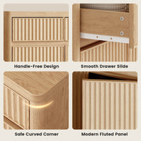 Sikaic Buffet Cabinet 57 Inch Fluted Buffet Cabinet with Storage Natural Oak Natural / Engineered Wood / Modern