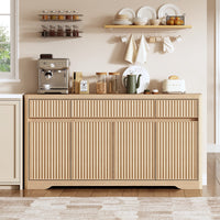 Sikaic Buffet Cabinet 57 Inch Fluted Buffet Cabinet with Storage Natural Oak Natural / Engineered Wood / Modern
