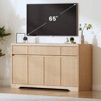 Sikaic Buffet Cabinet 57 Inch Fluted Buffet Cabinet with Storage Natural Oak Natural / Engineered Wood / Modern
