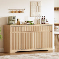 Sikaic Buffet Cabinet 57 Inch Fluted Buffet Cabinet with Storage Natural Oak Natural / Engineered Wood / Modern