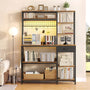 Sikaic Buffet Cabinet 47.5" Kitchen Bakers Rack with Power Outlet & LED Light Rustic Brown Rustic Brown / Rustic / Metal