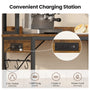 Sikaic Buffet Cabinet 47.5" Kitchen Bakers Rack with Power Outlet & LED Light Rustic Brown Rustic Brown / Rustic / Metal