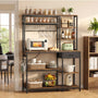 Sikaic Buffet Cabinet 47.5" Kitchen Bakers Rack with Power Outlet & LED Light Rustic Brown Rustic Brown / Rustic / Metal