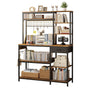 Sikaic Buffet Cabinet 47.5" Kitchen Bakers Rack with Power Outlet & LED Light Rustic Brown Rustic Brown / Rustic / Metal