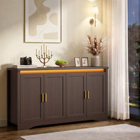 Sikaic Buffet Cabinet 60 Inch Sideboard Buffet Cabinet with Storage Power Walnut Walnut / Engineered Wood / Modern