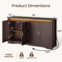Sikaic Buffet Cabinet 60 Inch Sideboard Buffet Cabinet with Storage Power Walnut Walnut / Engineered Wood / Modern