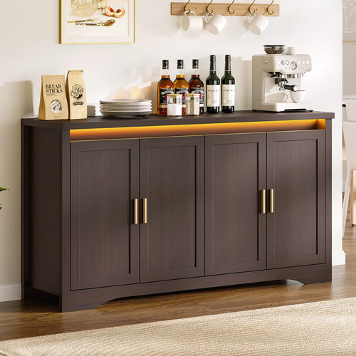 Sikaic Buffet Cabinet 60 Inch Sideboard Buffet Cabinet with Storage Power Walnut Walnut / Engineered Wood / Modern