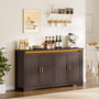 Sikaic Buffet Cabinet 60 Inch Sideboard Buffet Cabinet with Storage Power Walnut Walnut / Engineered Wood / Modern