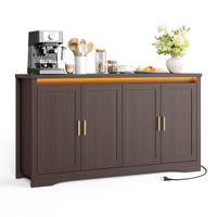 Sikaic Buffet Cabinet 60 Inch Sideboard Buffet Cabinet with Storage Power Walnut Walnut / Engineered Wood / Modern