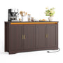 Sikaic Buffet Cabinet 60 Inch Sideboard Buffet Cabinet with Storage Power Walnut Walnut / Engineered Wood / Modern