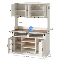 Sikaic Buffet Cabinet Farmhouse-style kitchen storage cabinet with charging station, white Walnut & White / Engineered Wood / Farmhouse