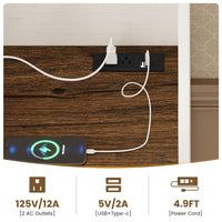 Sikaic Buffet Cabinet Farmhouse-style kitchen storage cabinet with charging station, white Walnut & White / Engineered Wood / Farmhouse