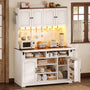 Sikaic Buffet Cabinet Farmhouse-style kitchen storage cabinet with charging station, white Walnut & White / Engineered Wood / Farmhouse