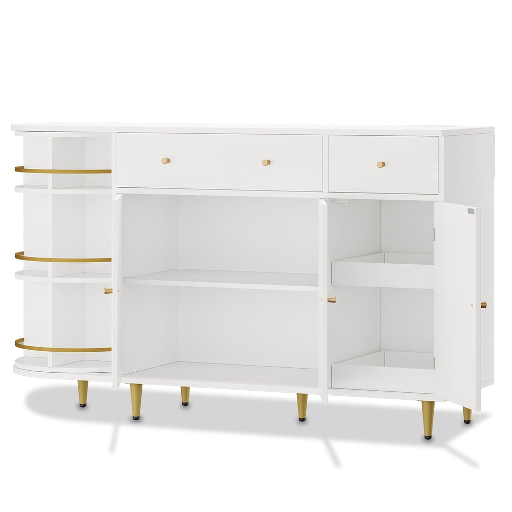 Sikaic Buffet Cabinet 55 Inches Buffet Cabinet White White / Engineered Wood / Modern