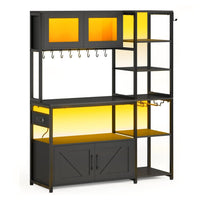 Sikaic Coffee Bar 45.3 Inches Farmhouse Coffee Bar with Power Outlet Black Black / Engineered Wood / Farmhouse