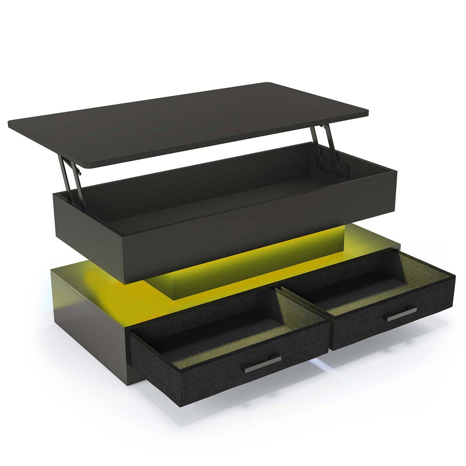 Small Lift Top Coffee Table Black with Drawers | Sikaic